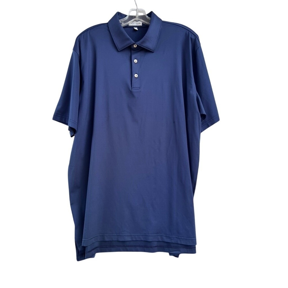 Peter Millar Summer Comfort Navy Blue Polo Shirt XL McCarthy Logo ME0EK01S Golf